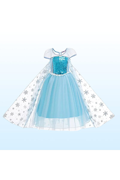 darko Κοντομάνικο φόρεμα μανδύα - Sequins Blue Princess Elsa Frozen Land