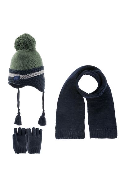 Kitti 1-4 Years Baby Boy Scarf Beanie Gloves Set of 3