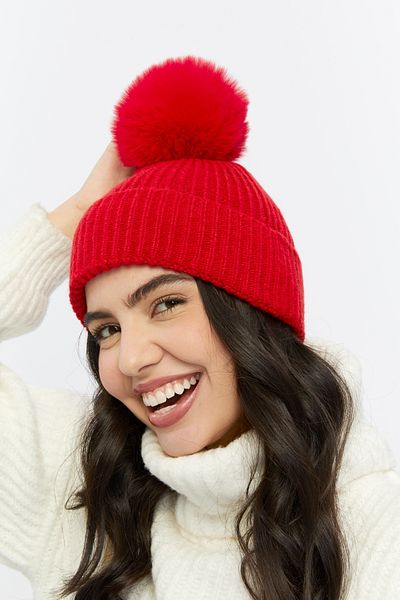 SOFT AKSESUAR Pompom Knitted Beret