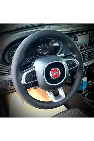 HASBAY DİKİŞLİ DİREKSİYON KILIFI İTHAL SİYAH DERİ SİYAH DİKİŞLİ FIAT EGEA SED...