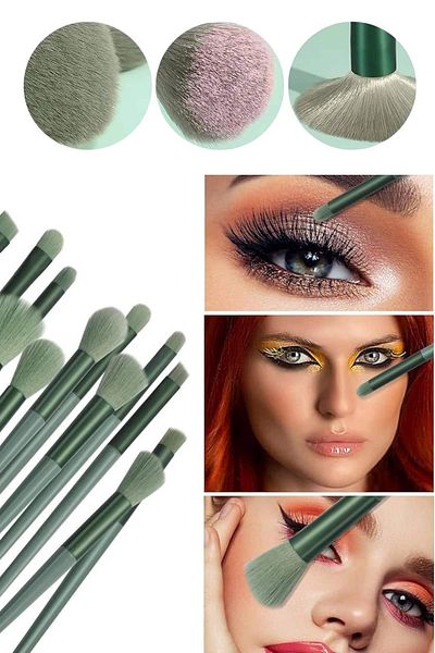 TEKNOROT Teknorod Makeup Brush Set Green 13 Piece Foundation Brush Blush Brush Eyeshadow Brush