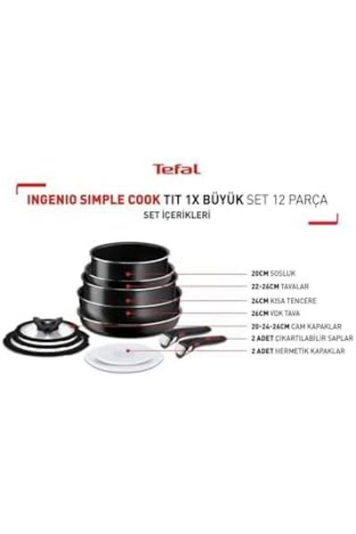 STOREMAX L15392 Ingenio Titanium 1X Simplecook Large Pans and Pots Set 12 Pieces - 2100125537   Nars10 105