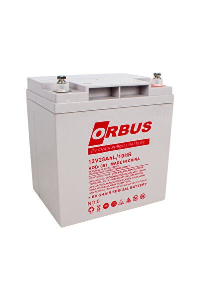 ORBUS 12 Volt - 28 Amper Dik Engelli Araç Aküsü (167 X 125 X 175 MM)
