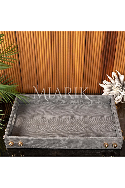 MIARIK DESIGN & DEKORASYON Dekoratif Deri Tepsi Desenli