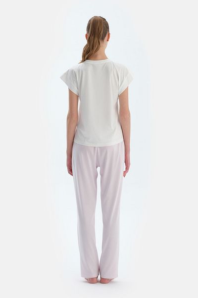 Dagi Pink Metrage Patterned and Straight Double Trousers