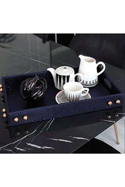 MIARIK DESIGN & DEKORASYON Hermes Dekoratif Deri Tepsi Desenli Büyük Boy