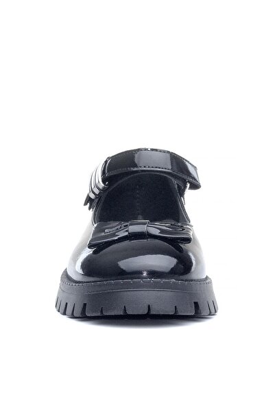 Rakerplus Black Patent Leather Thick Soled Velcro Girls' Ballerina School Shoes