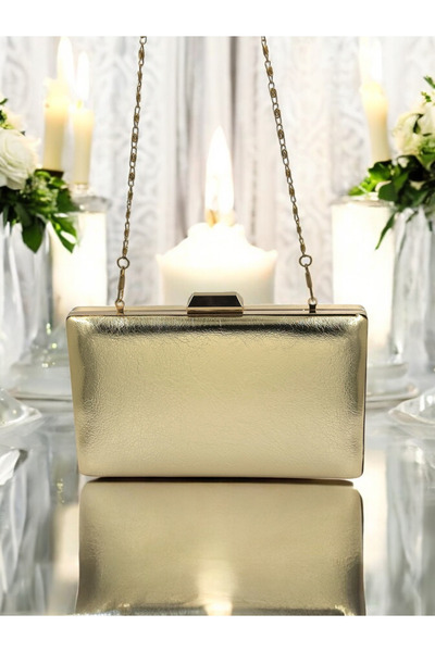 Wedding Fashion Geantă de seară din piele încrețită cu curea metalică cu lanț - Pentru nuntă, logodnă și absolvire