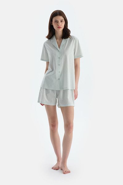 Dagi Turquoise Polka Dot Woven Shorts