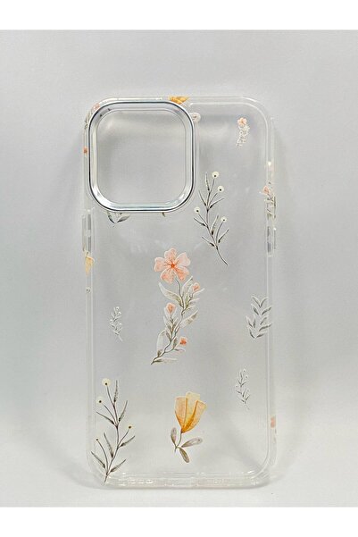 Turkuaz IPHONE 13 ÖZEL ÇİÇEK BASKILI LÜKS SİLİKON KILIF