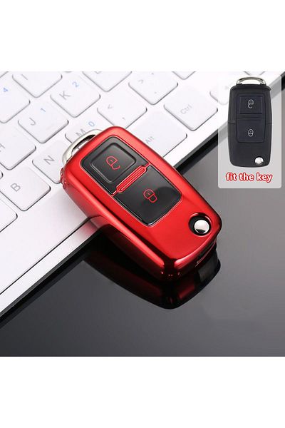 Choice for VW Volkswagen Red Key Case 2 Button Car Key Case Cover Shell Fob for VW Volkswagen MK4 Bora Golf
