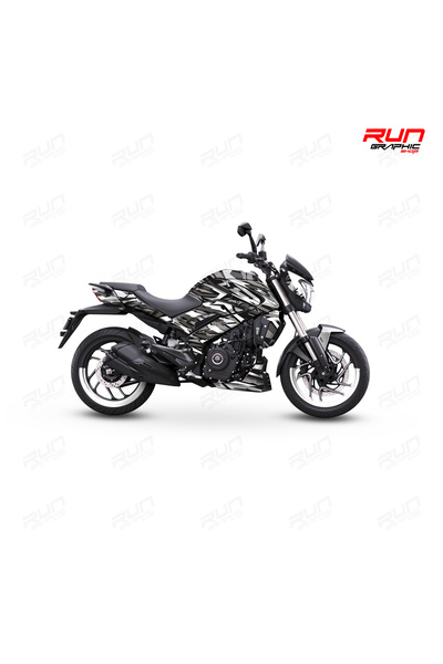 Run Grafik Shop Bajaj Dominar 400 ve 250 Beyaz Çizgi Desenli Tam Kaplama Graf...