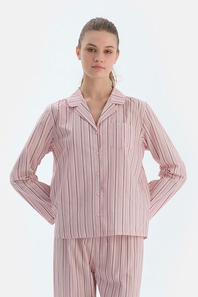 Dagi Light Pink Striped Woven Shirt