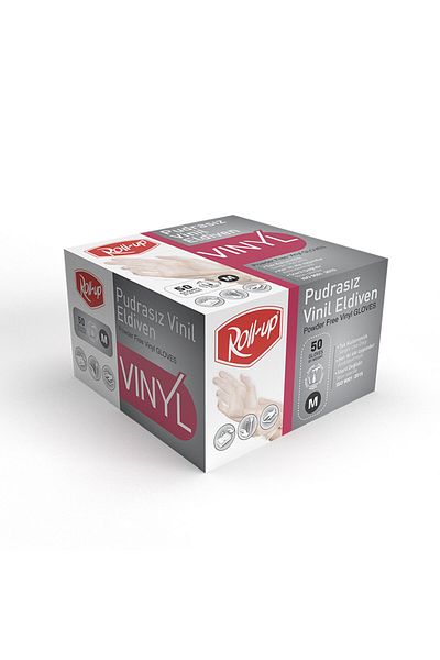 Roll-Up Powder-Free Vinyl Gloves m 50S