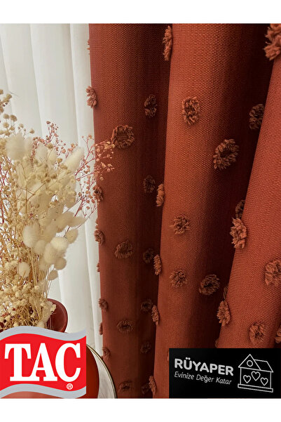 Taç Dream Tile Color Pompom Pufy Background Curtain 1/3 Sik Pleat