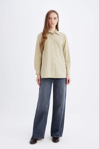 DeFacto New Season Relax Fit Basic Plain Poplin Long Sleeve Shirt Tunic
