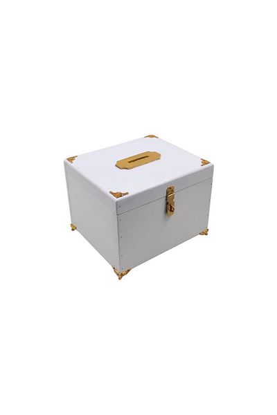 t tun's woods White Typebox with Gold Foot (23X20X16Cm) with Padlock Gift