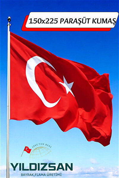 yıldızsan bayrak , flama üretimi 1995'ten beri 150x225 Cm Paraşüt Kumaş Dikim...
