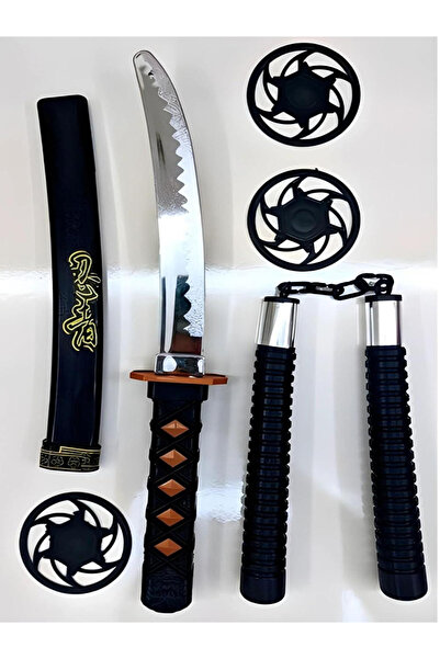 a v d a Ninja Samuray Kılıç Seti Oyuncak Kılıç + Mınçıka + Yıldız Fırlatma Bı...