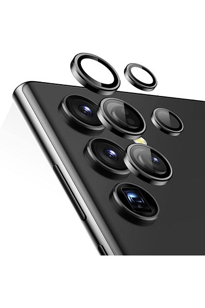 AWH Camera Lens Protector for Samsung Galaxy S23 Ultra, Scratch-Resistant, 1 Set (Black)