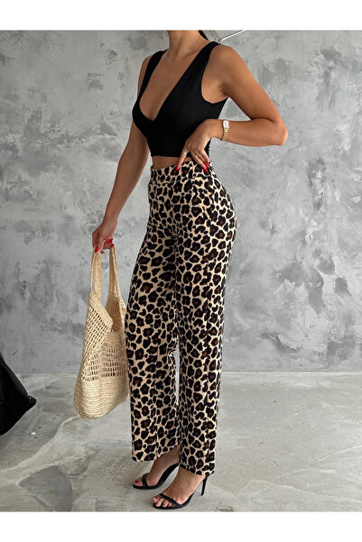 sportiness Ženske Pleteno Krep leopard pantalone