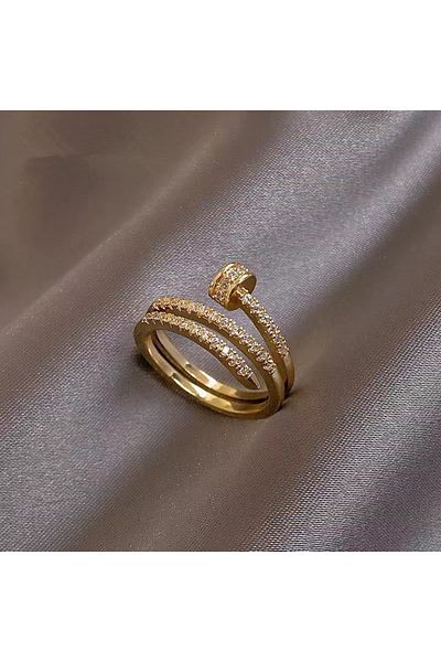 Choice Nail Multi Ring 1pcs Gold-color Ring Ladies Fashion Style Multi Layer Copper With Zirconia Cold Wind