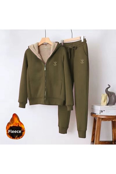 CLASSY.MODA Thermal-Sweatpants Set - Set of 2, Bottom-Top Naki, Hooded, 3 Thread Raster, Excluding Welsoft Sleeves
