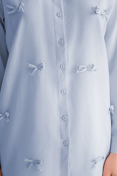 Trendyol Modest Cămașă țesătă cu fundă albastru deschis TCTSS25TG00002