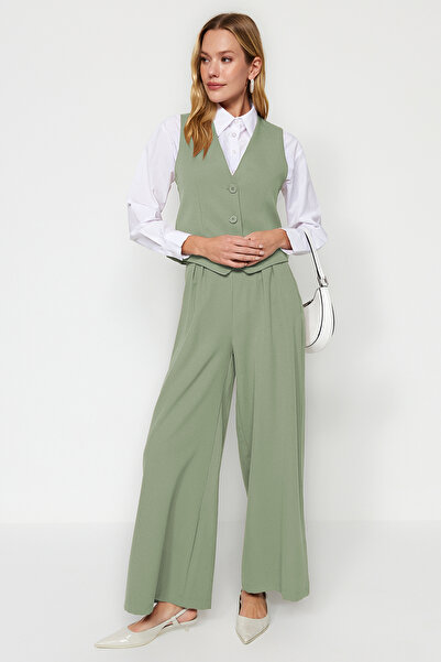 Trendyol Modest Khaki szőtt mellény és nadrág szett - TCTAW24US00066
