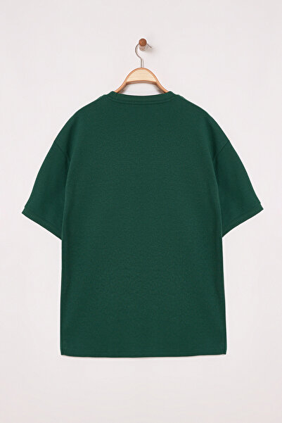 Trendyol Collection Dark Green Premium Boxy T-Shirt - Thick Tmnss25Ts00080