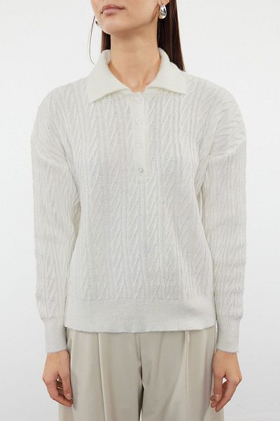 Trendyol Collection Soft Textured Wide Fit Ecru Knitwear Sweater - TWOAW21KZ2635