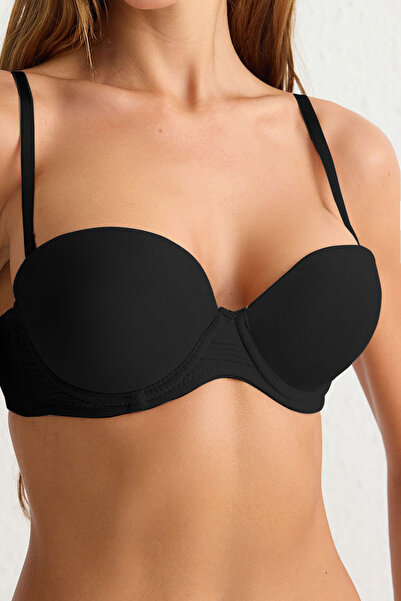 Trendyol Collection Micro Push up Black T-Shirt Bra - Thmss25Su00000 Pletená podprsenka