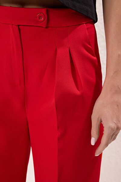 Trendyol Collection Red Wide Leg/Wide Leg Woven Fabric Pants Twoaw22Pl0066