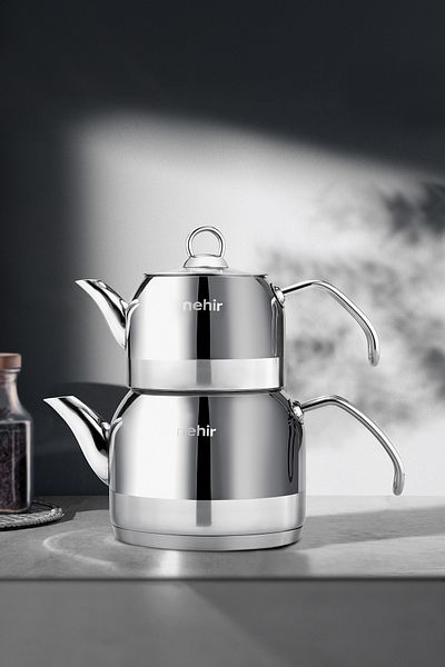 Nehir Lotus Midi Medium Size Stainless Steel 1.0-1.9 Lt. Teapot Set