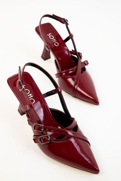 SOHO Klassische Damenschuhe mit Absatz aus bordeauxrotem Lackleder 20255
