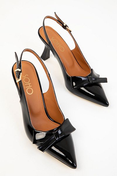 SOHO Black Patent Leather Women's Classic Heeled Shoes 20322