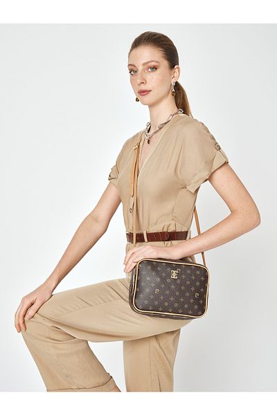 Pierre Cardin Geantă de umăr de damă cu monogramă maro 05PO25Y1882