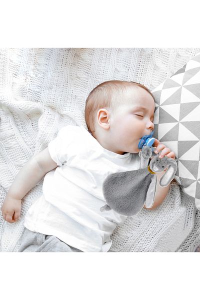 Babyjem Gray Pacifier Strap Rabbit and Sleeping Companion