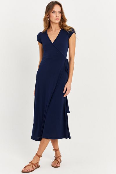 Cool & Sexy Női sötétkék duplasoros Midi ruha EY2785