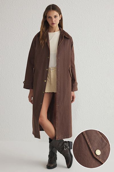 Trendyol Collection Brown Oversize Trench Coat Twoss25Tr00002
