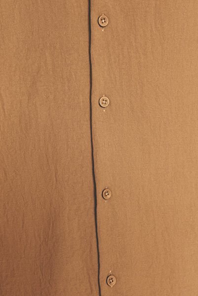 Trendyol Collection Mink Oversize Fit Apaş gallér nyári vászon megjelenésű ing TMNSS23GO00053