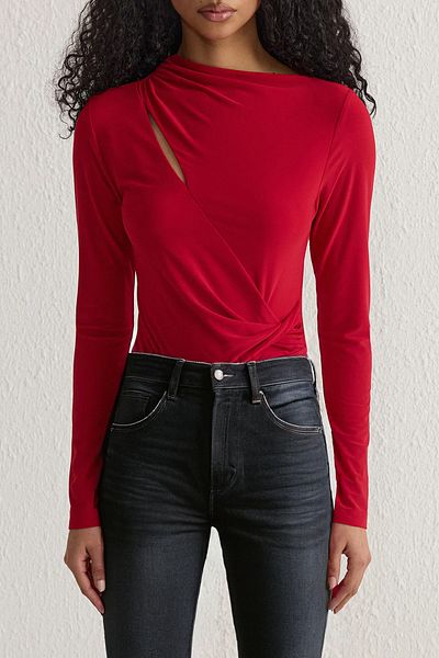 Trendyol Collection Red Cut Out/Window Detaillierte Kordelzug-Druckknöpfe TPRSS25BD00000