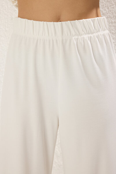 Trendyol Collection Square Neck Black Knitted Set - Binding Detail, Wide Bottom Twoss25Au00023