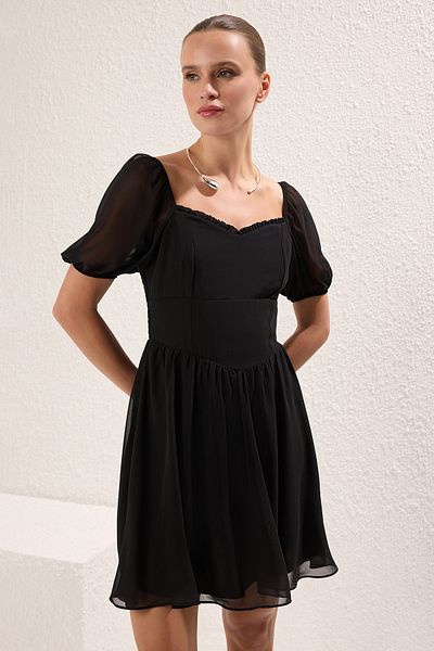Trendyol Collection Μαύρο Απλό Μίνι Υφαντό Φόρεμα TWOSS25EL00276
