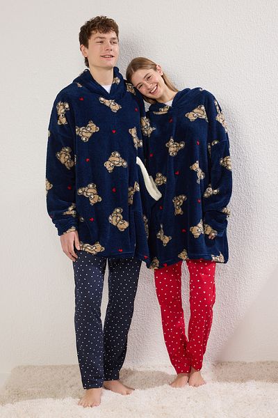 Trendyol Collection Πλεκτό φόρεμα 100% πολυεστέρα εμπριμέ Navy Blue - με λεπτομέρεια τσέπης, THMAW25SB00014
