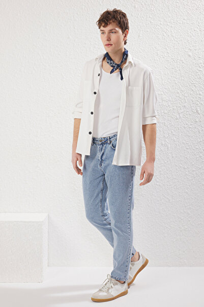 Trendyol Collection Relax Fit Μπλε Boyfriend Jeans - TMNAW21JE0286