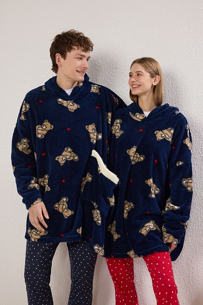 Trendyol Collection Πλεκτό φόρεμα 100% πολυεστέρα εμπριμέ Navy Blue - με λεπτομέρεια τσέπης, THMAW25SB00014