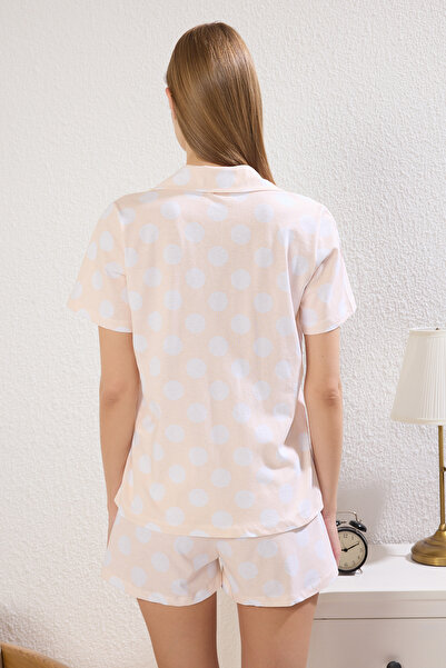 Trendyol Collection 100% Cotton Polka Dot Shirt and Shorts Sleepwear Set - Thmss20pt0077