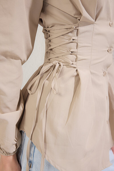 Trendyol Modest Kőkötés a derekán Részletes szövött ing TCTSS25TG00003