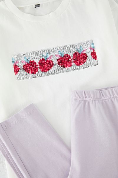 TRENDYOLKIDS Ecru Heart Knitted Bottom-Top Suit Tkdss25Au00064